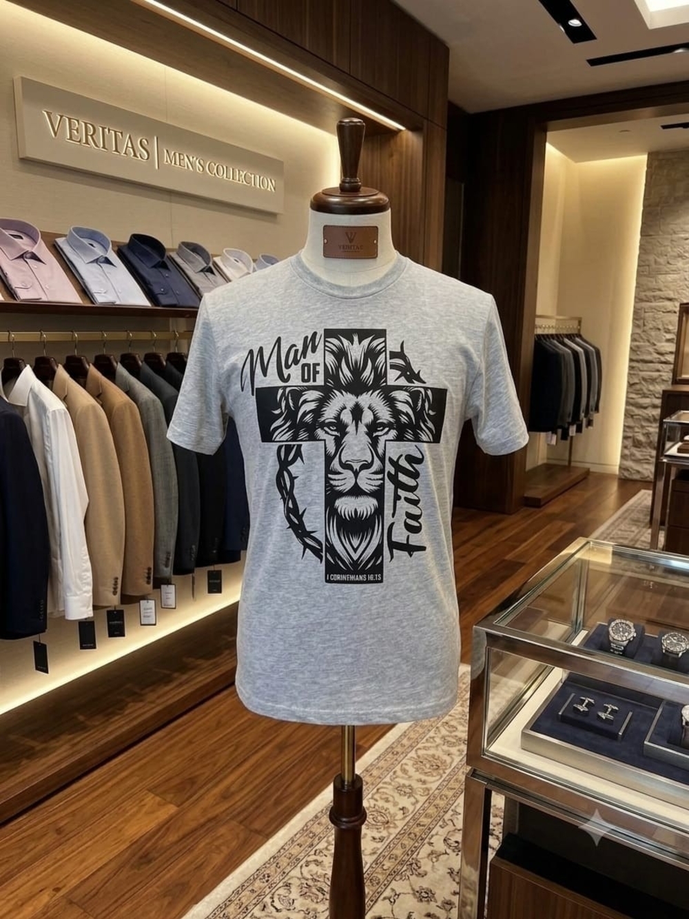 Gray 'Man of Faith' Lion Graphic Tee - Picture 2 of 2